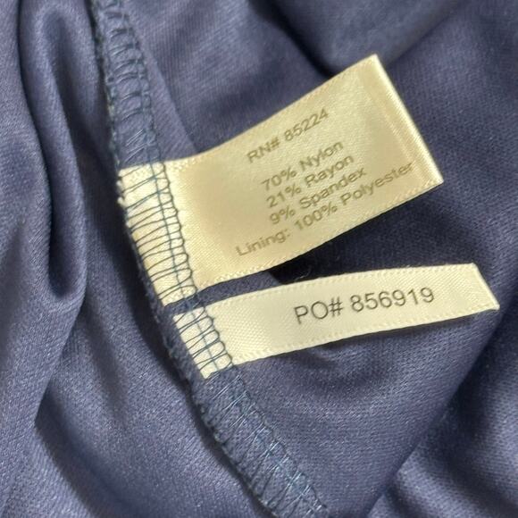 BOSTON PROPER Blue Lace Empire Waist Long Sleeve Top Size M Coquette Girly Glam - Picture 8 of 9